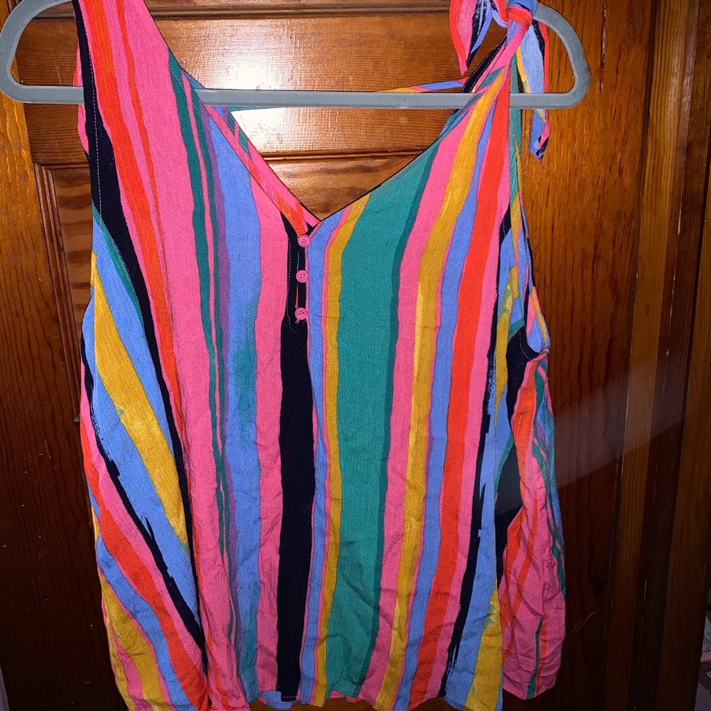Bright tie sleeved tank top